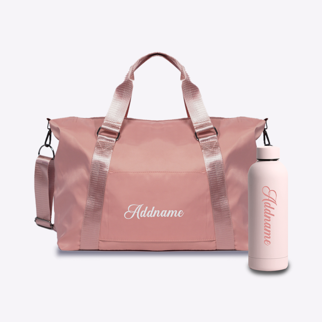 Duffle Bag with Mizu Thermo Water Bottle - Light Pink
