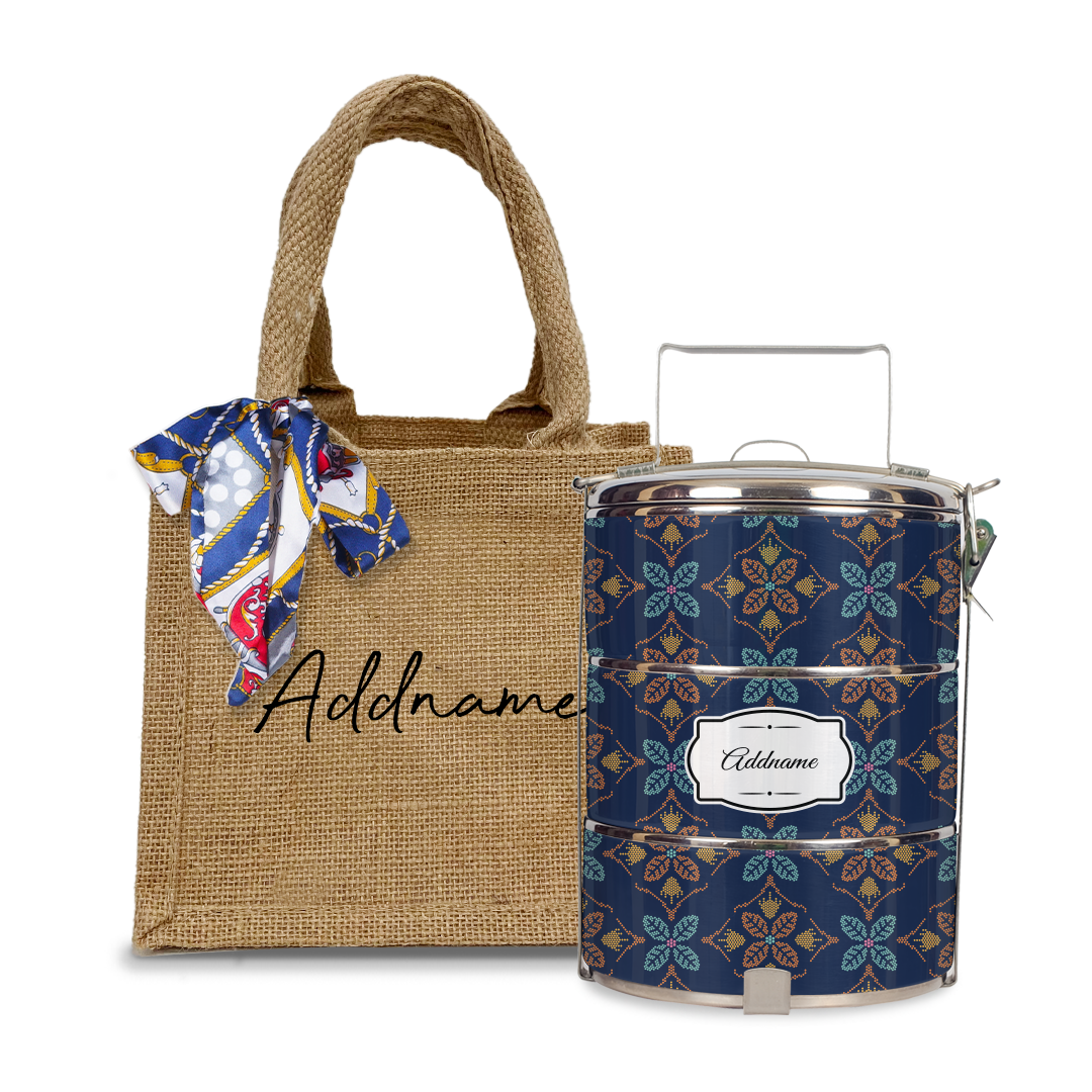 Peranakan Java Traditional Blue Tiffin Carrier