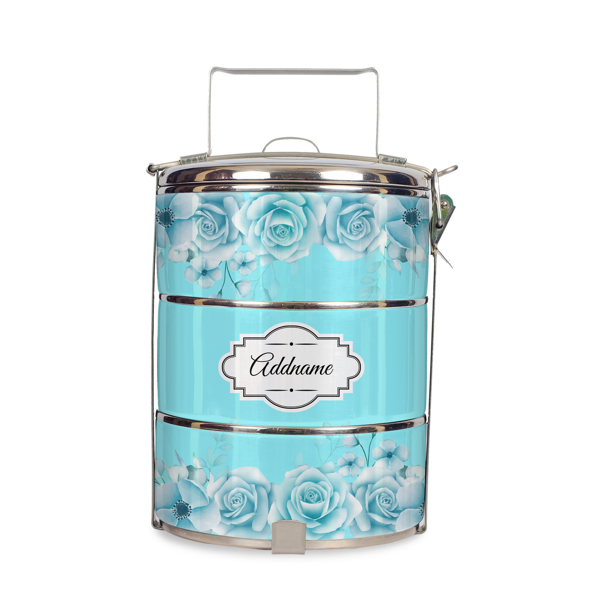 Full Turquoise Rose Tiffin Carrier
