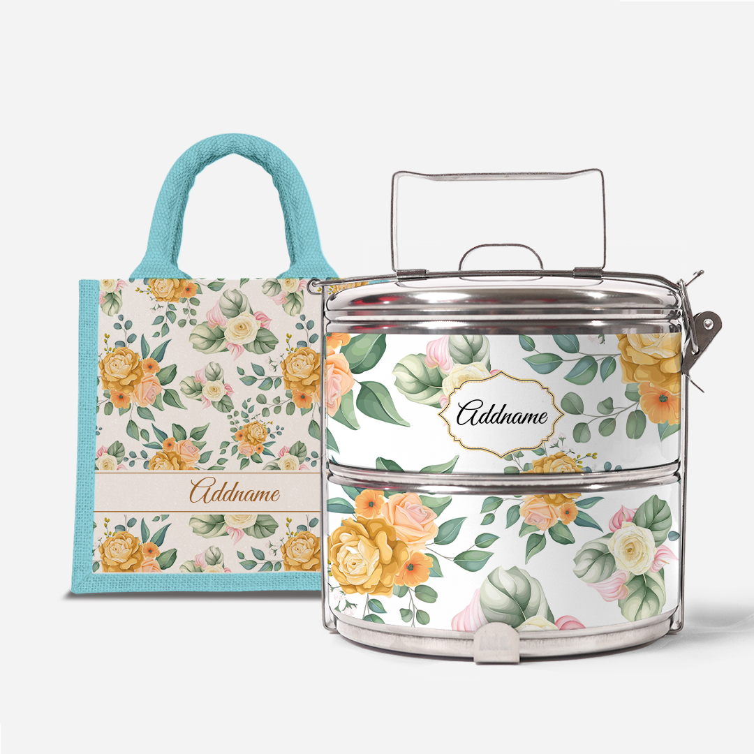 Laura Series - Honey - Lunch Tote Bag with Two-Tier Tiffin Carrier
