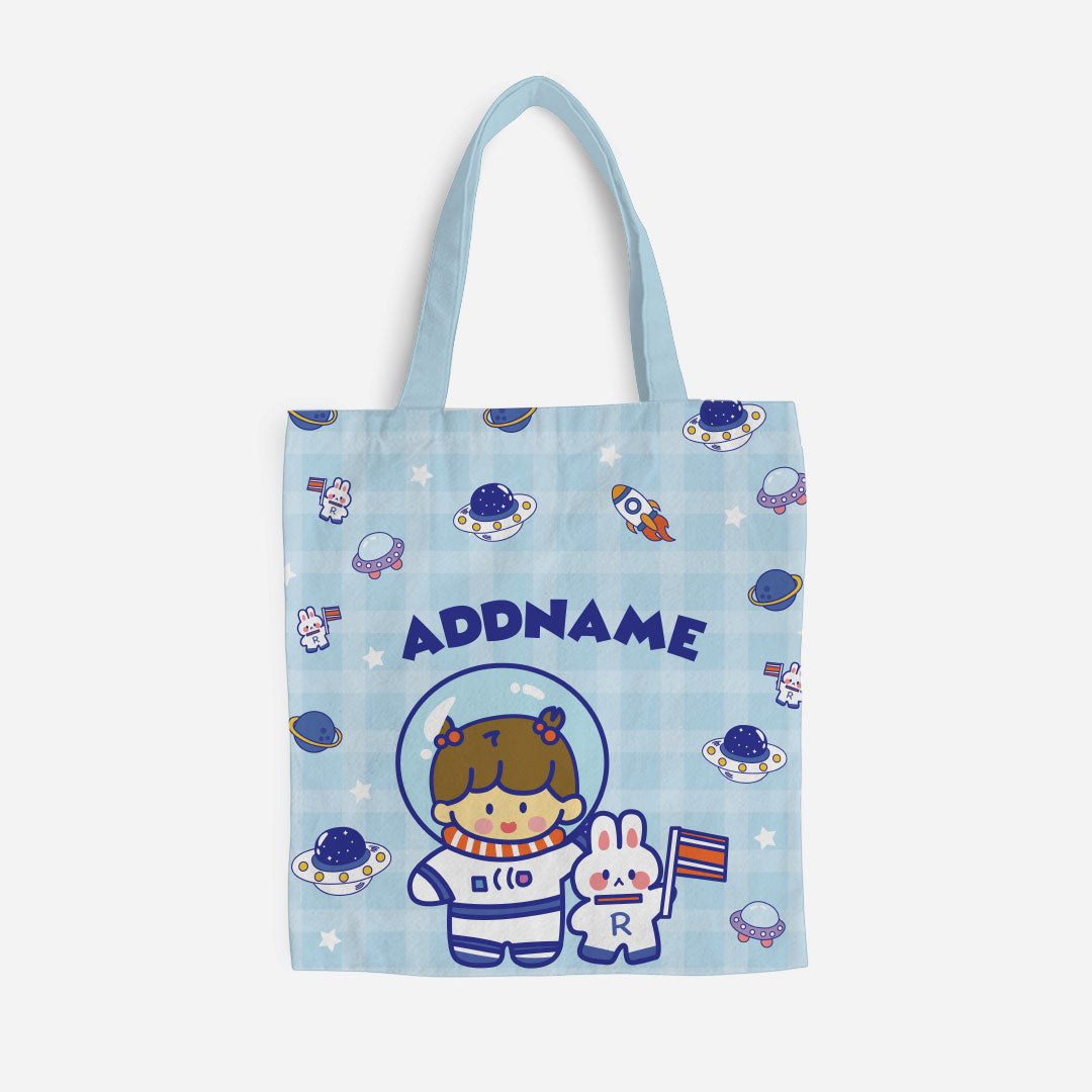 Cute Doodle Series Full Print Canvas Bag - Blue Space Dream
