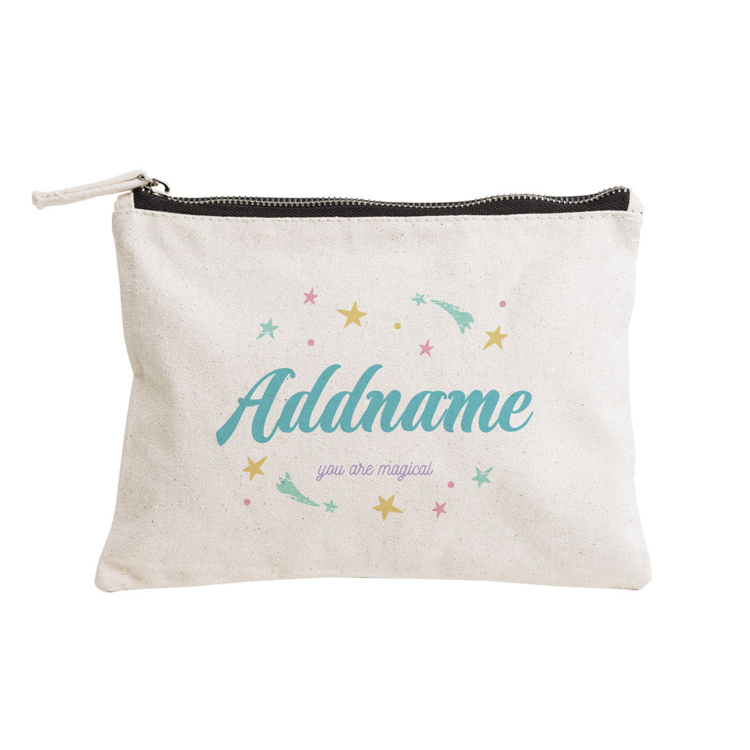 Unicorn Series Blue Typography Zipper Pouch