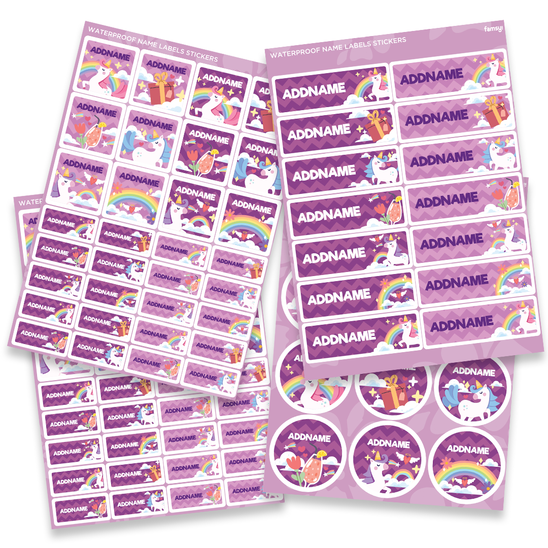 Magical Unicorn Waterproof Name Label Sticker