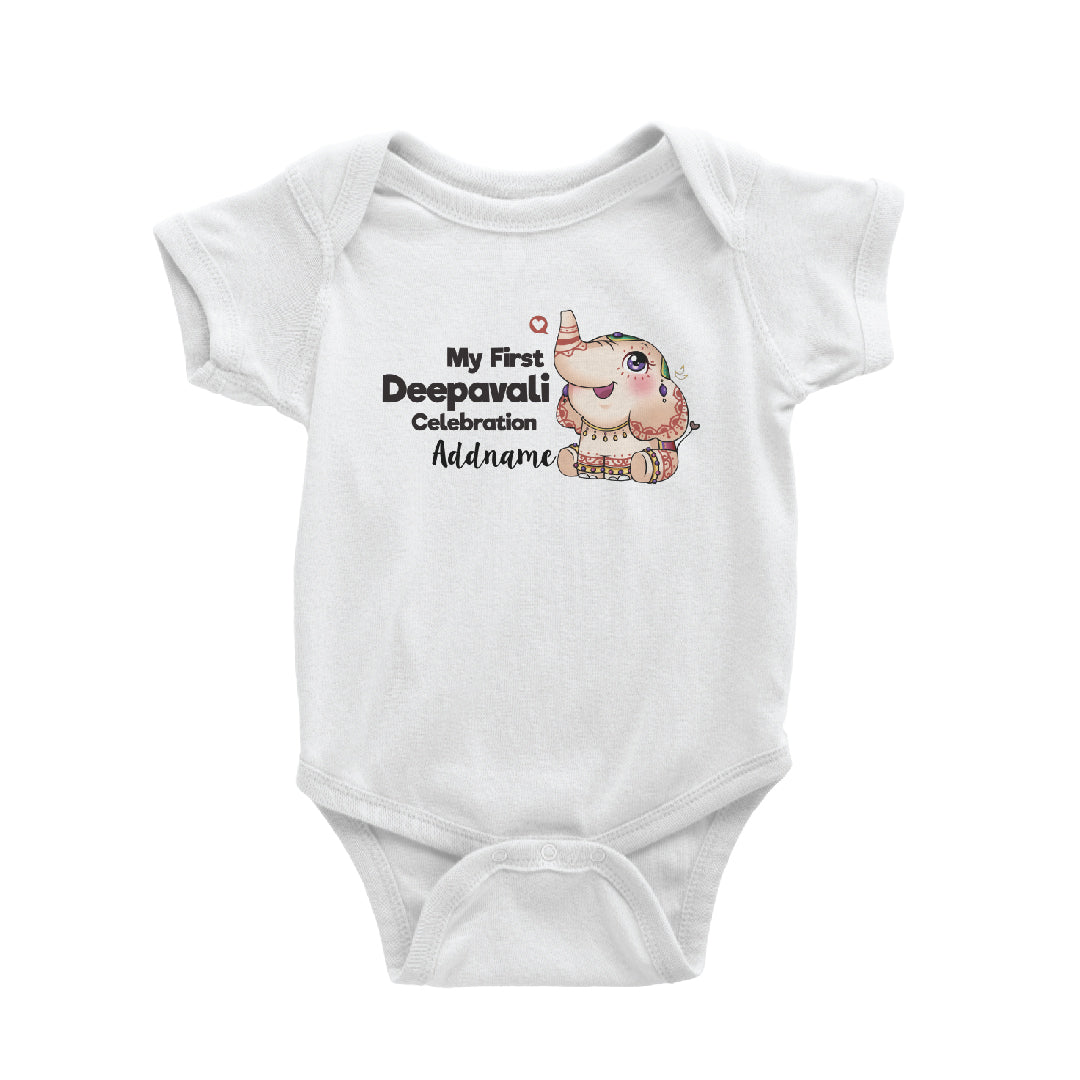 Deepavali Cute Decorative Ganesha My First Deepavali Celebration Addname Baby Romper