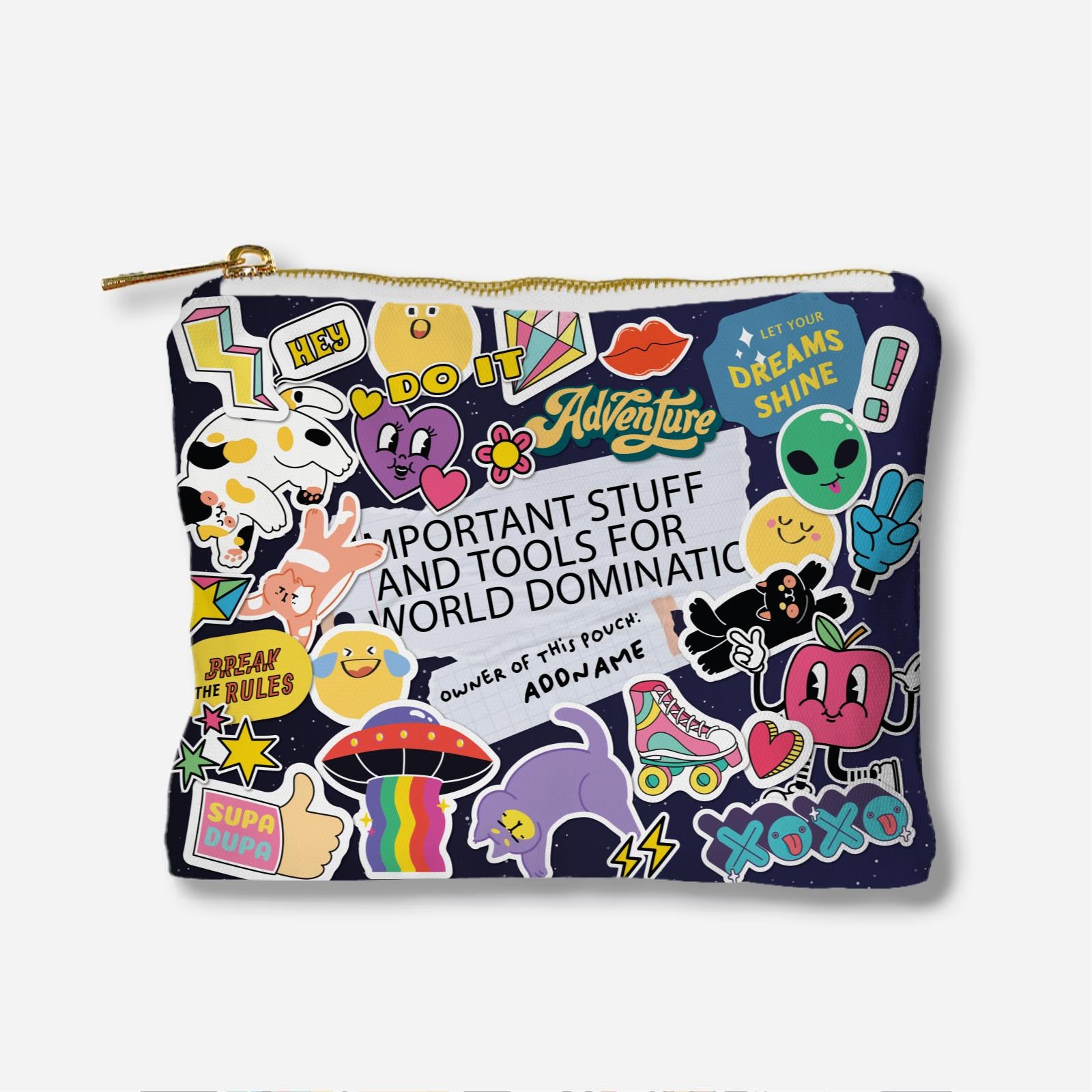 Be Confident Series Zipper Pouch - Important Stuff and Tools for World Domination