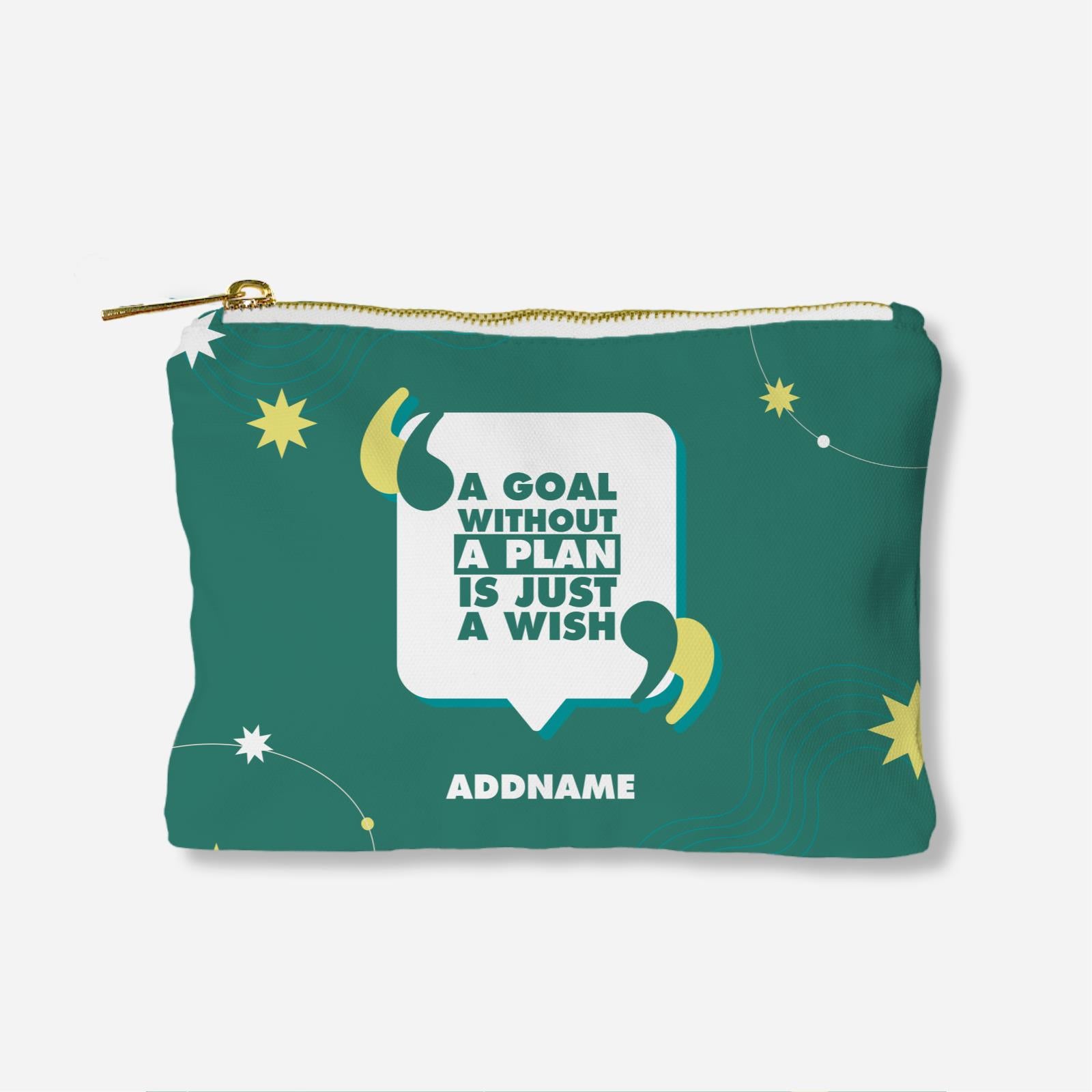 Be Confident Series Zipper Pouch - A Goal Without a Plan Is Just A Wish - Green