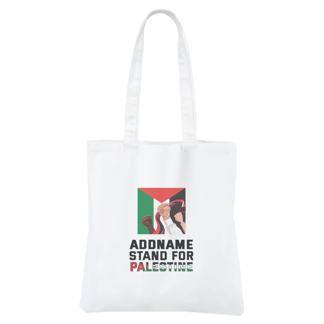 Addname Stand For Palestine White Canvas Bag