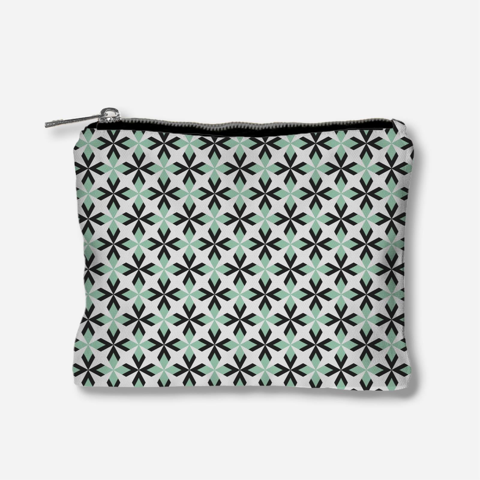 Ixora Series Full Print Zipper Pouch - Black