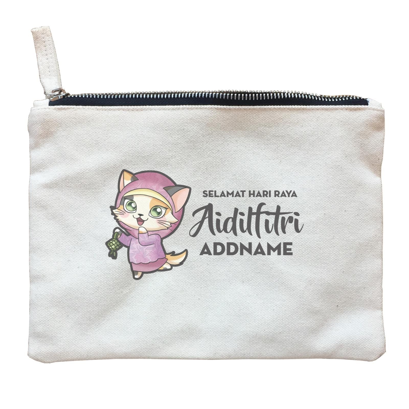 Raya Cute Animals Mama Cat Wishes Selamat Hari Raya Aidilfitri ZP Zipper Pouch