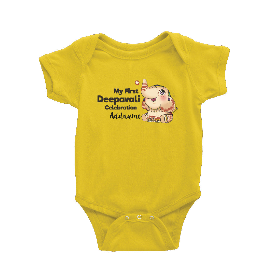 Deepavali Cute Decorative Ganesha My First Deepavali Celebration Addname Baby Romper