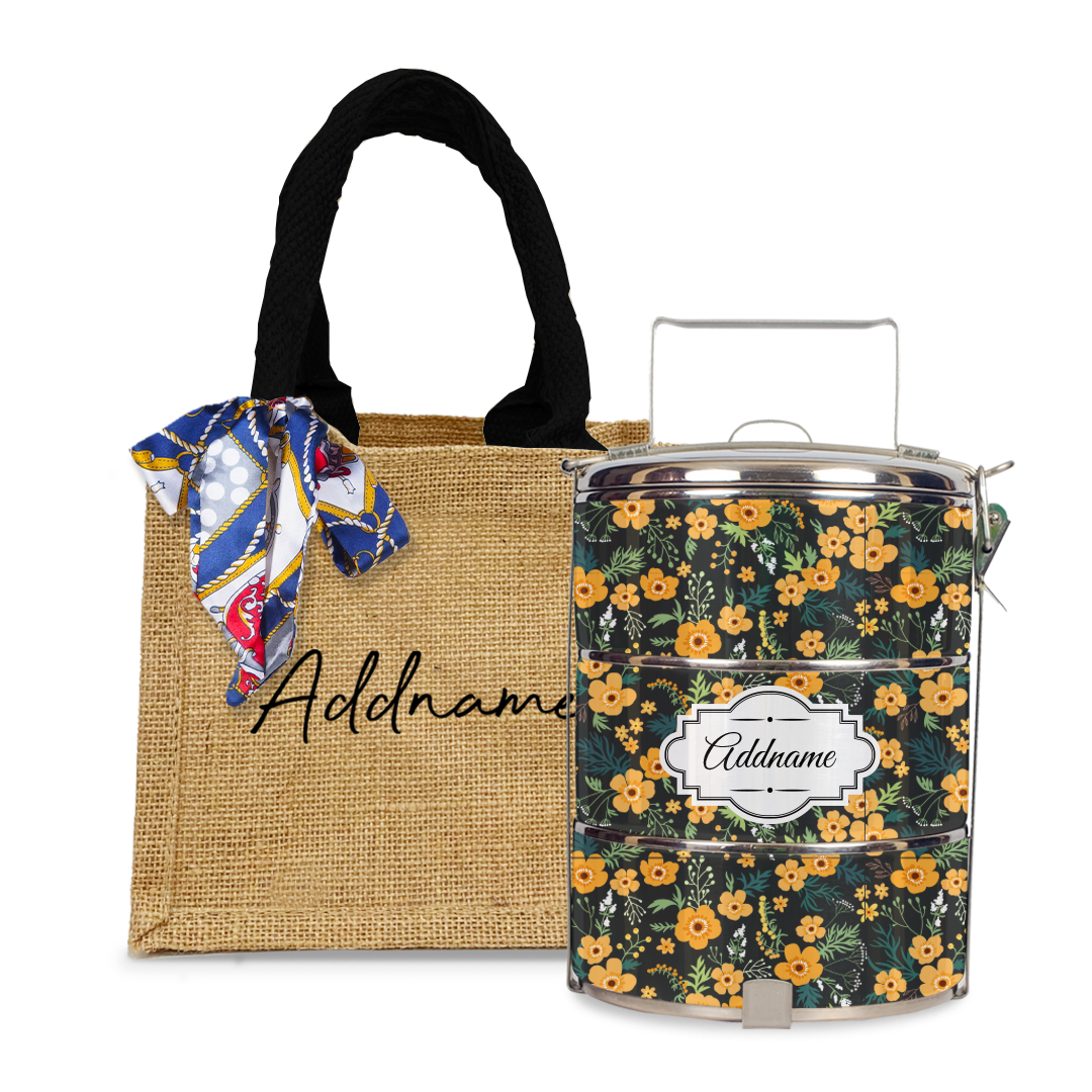 Yellow Windflower Tiffin Carrier