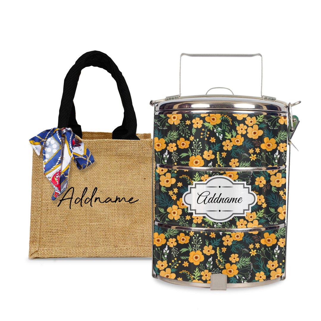 Yellow Windflower Tiffin Carrier