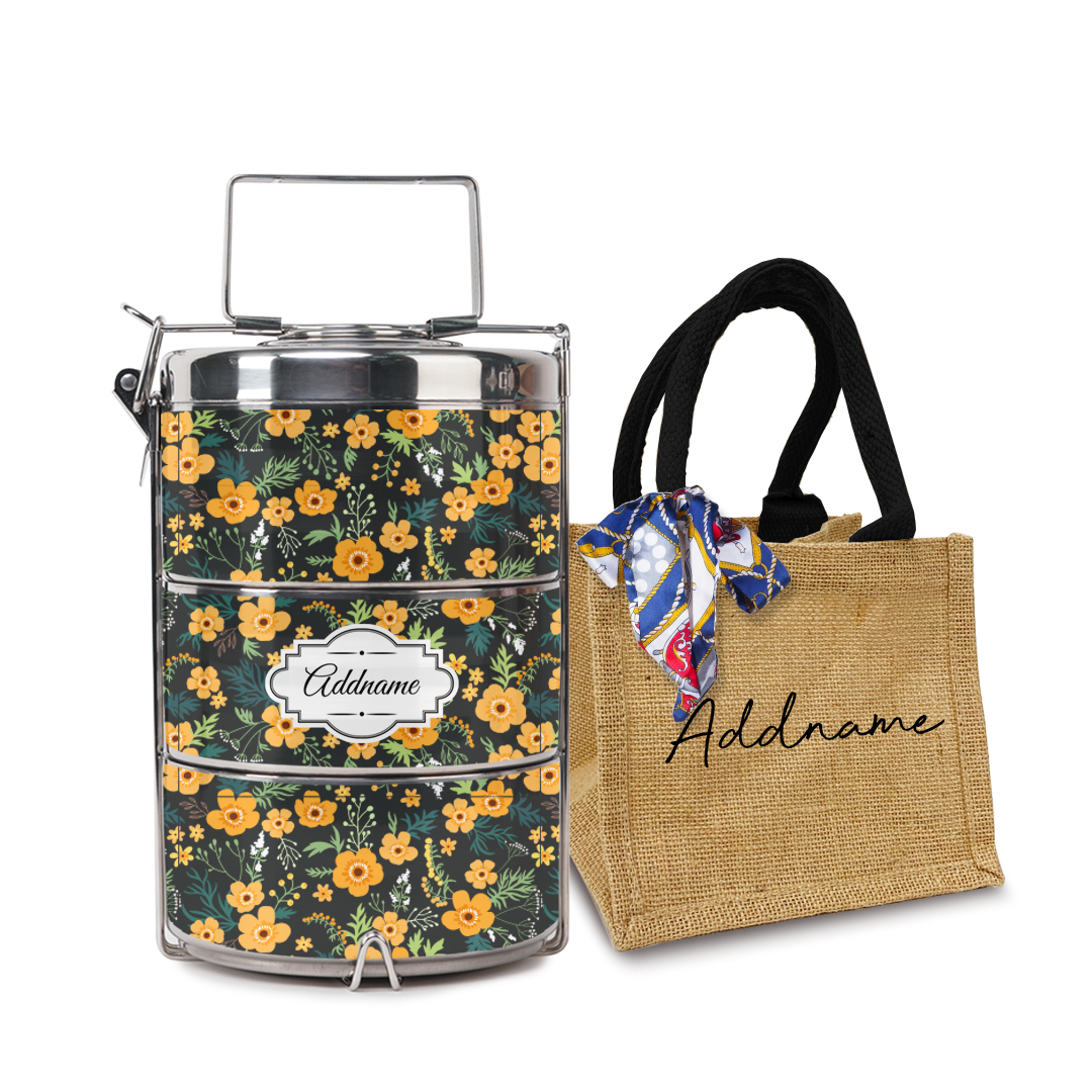 Yellow Windflower Tiffin Carrier