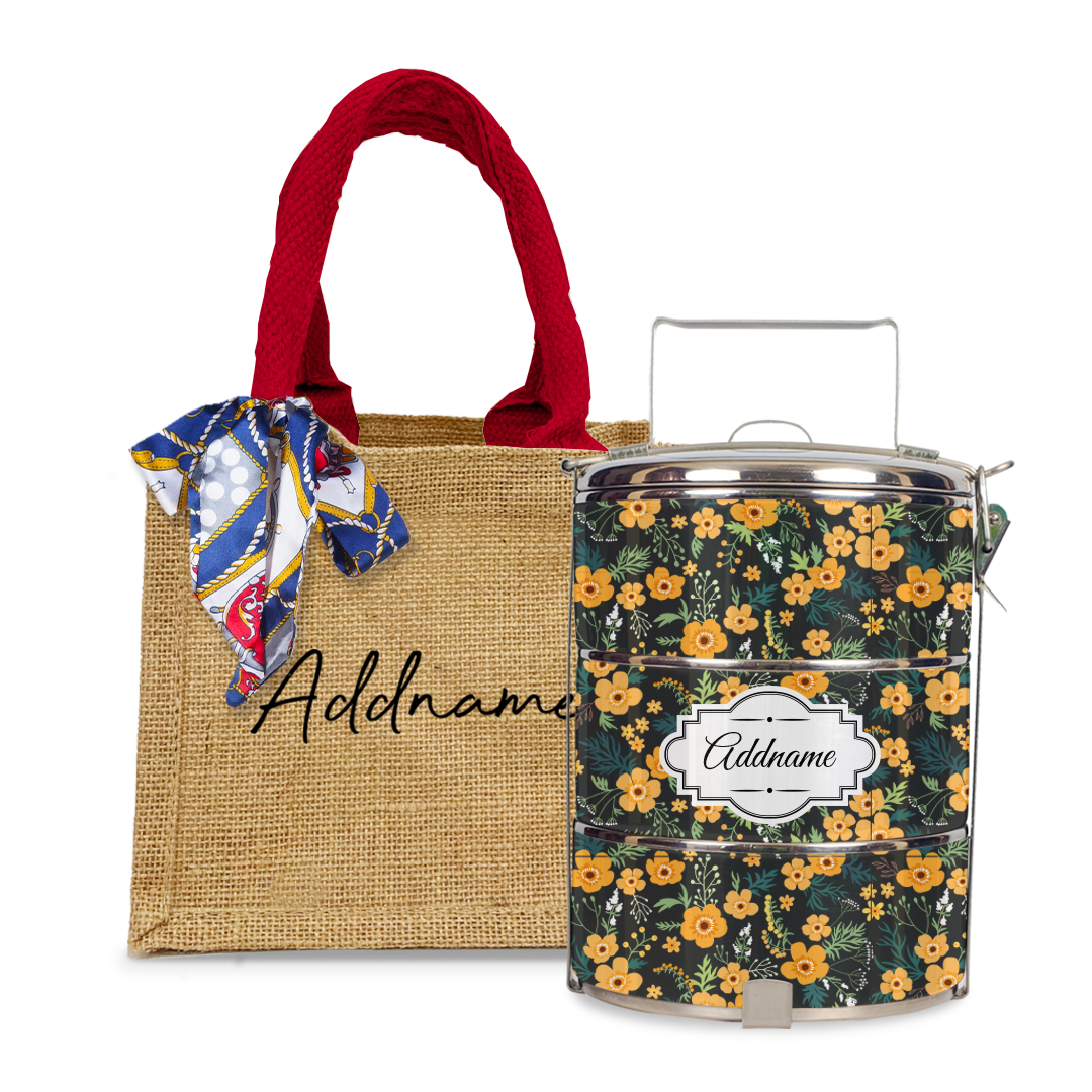 Yellow Windflower Tiffin Carrier