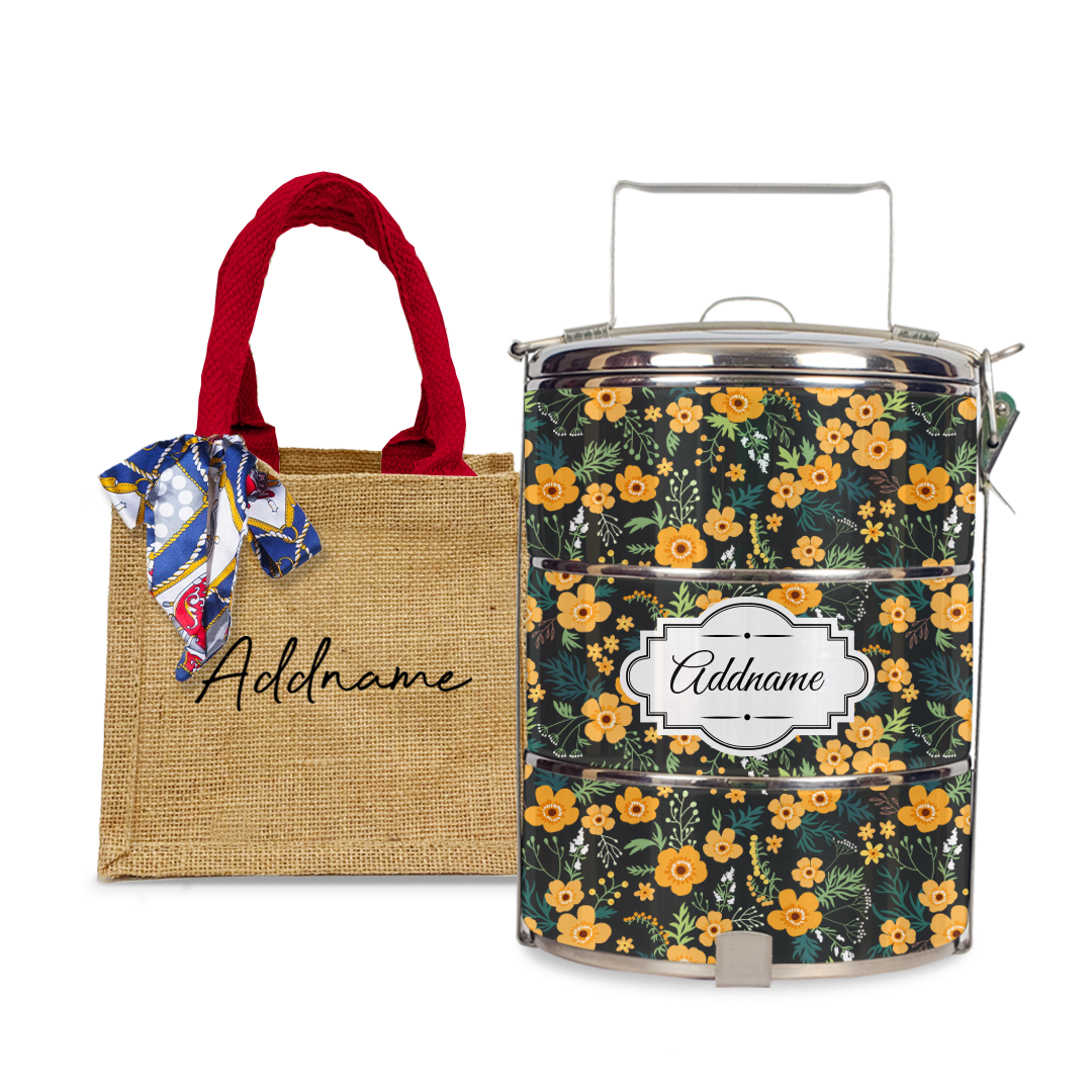 Yellow Windflower Tiffin Carrier