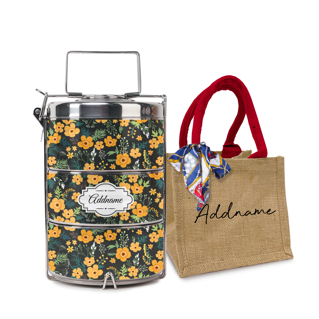 Yellow Windflower Tiffin Carrier