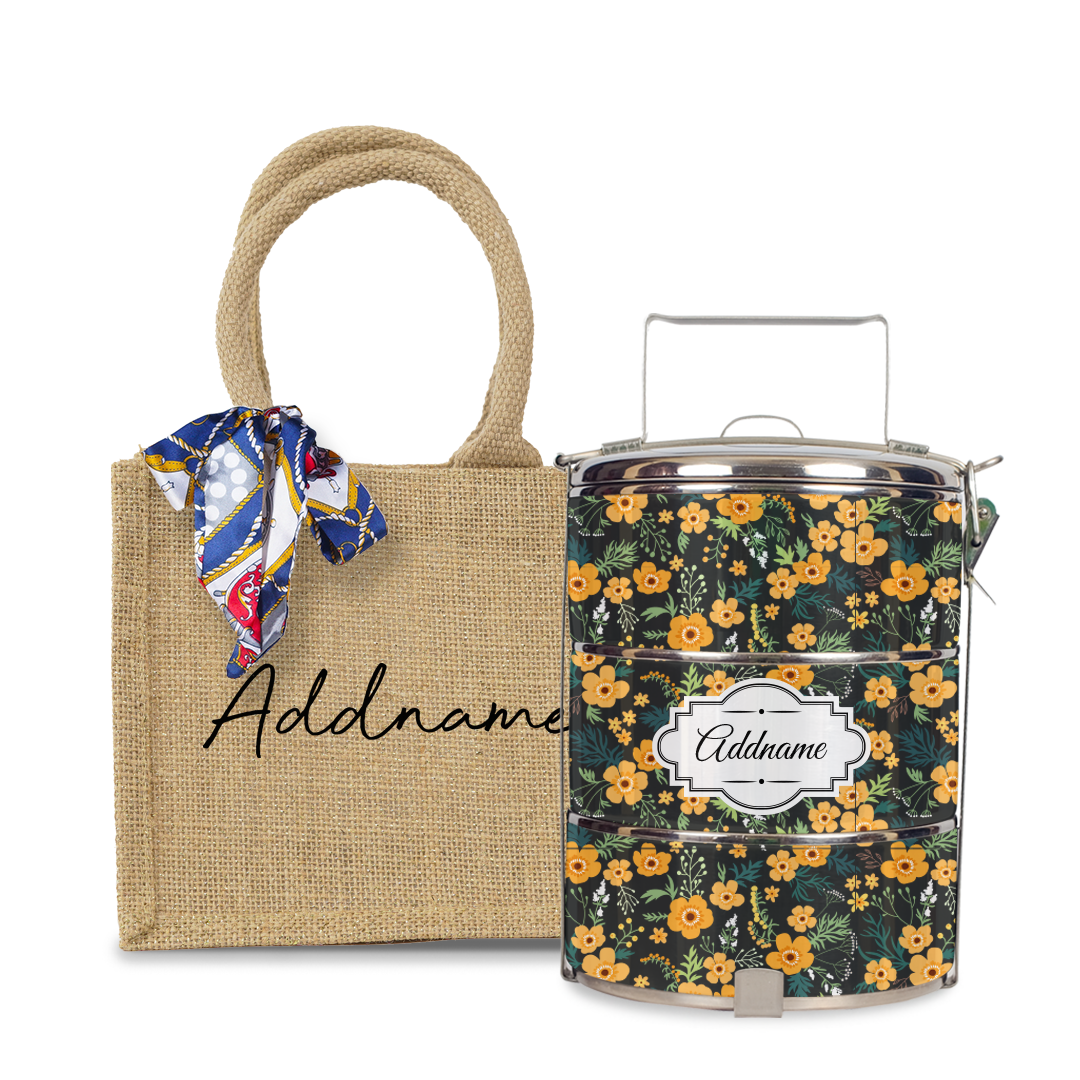 Yellow Windflower Tiffin Carrier