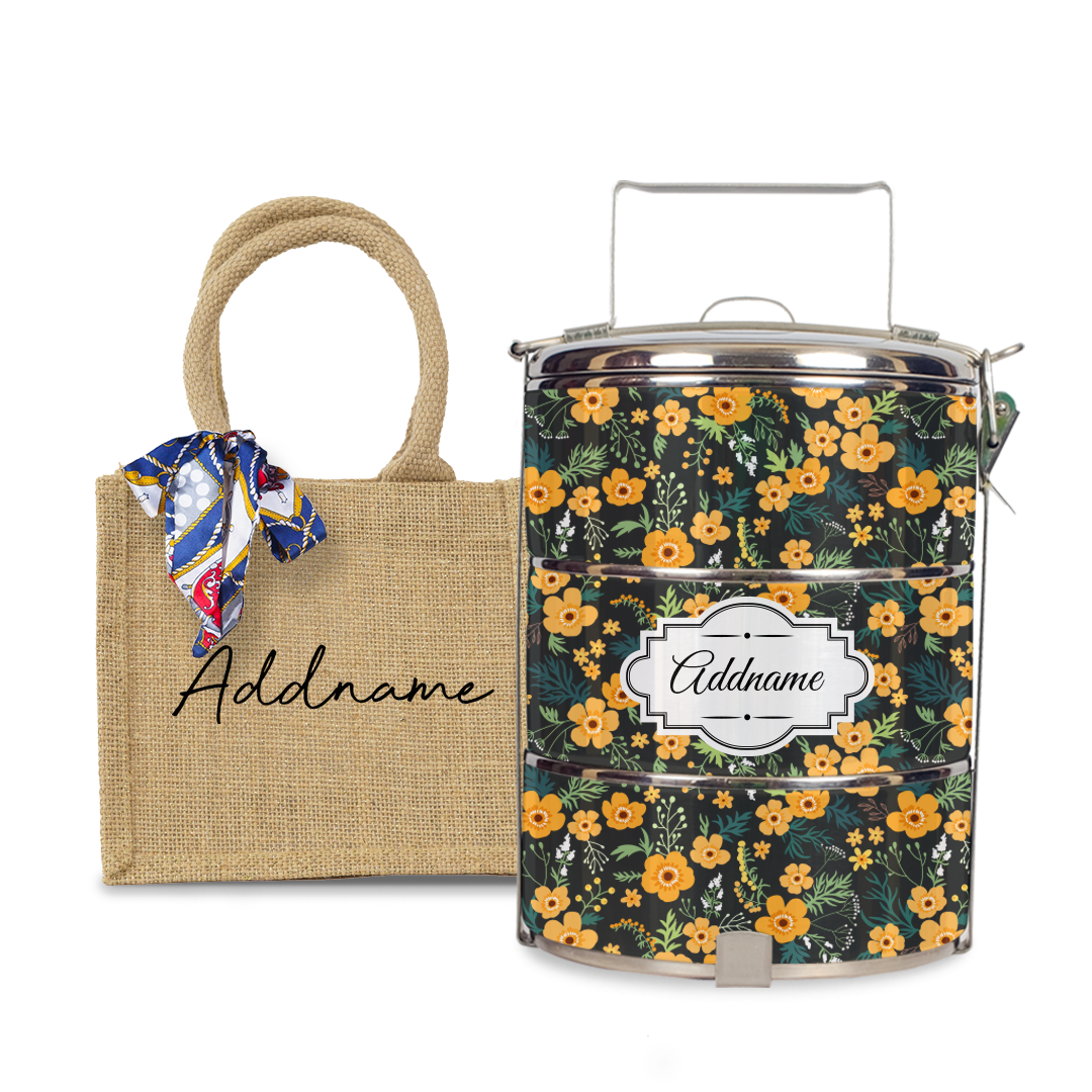Yellow Windflower Tiffin Carrier