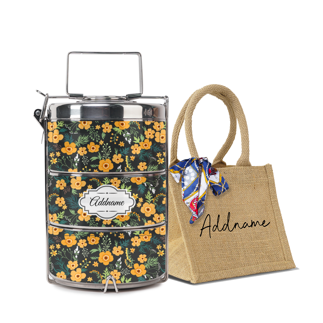 Yellow Windflower Tiffin Carrier