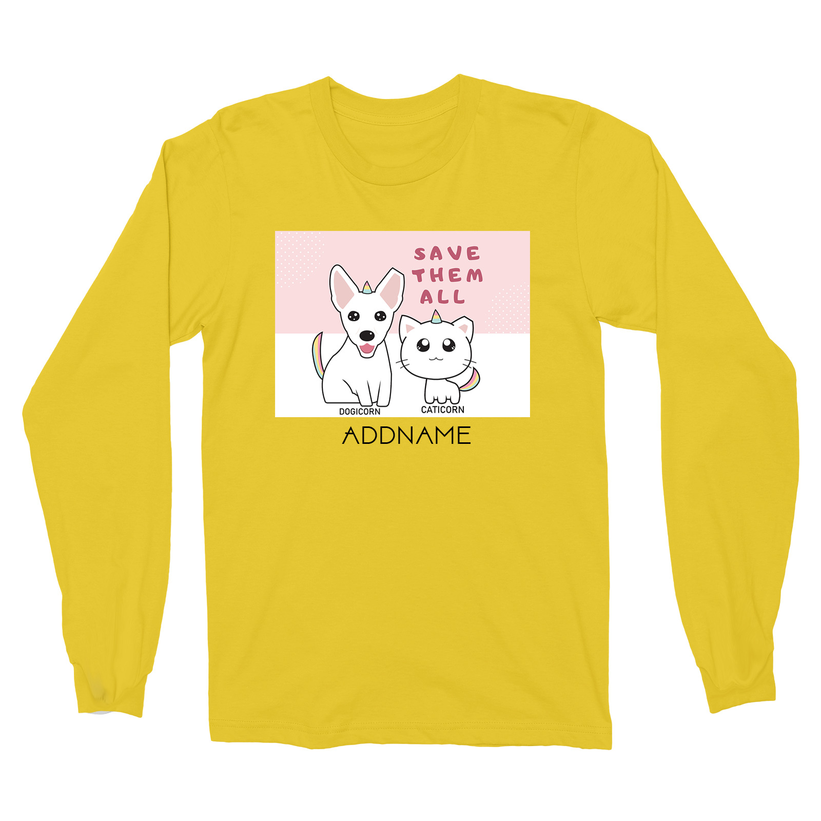 Sherlyn Mama Cute Mix Dogicorn and Caticorn Accessories Addname Long Sleeve Unisex T-Shirt