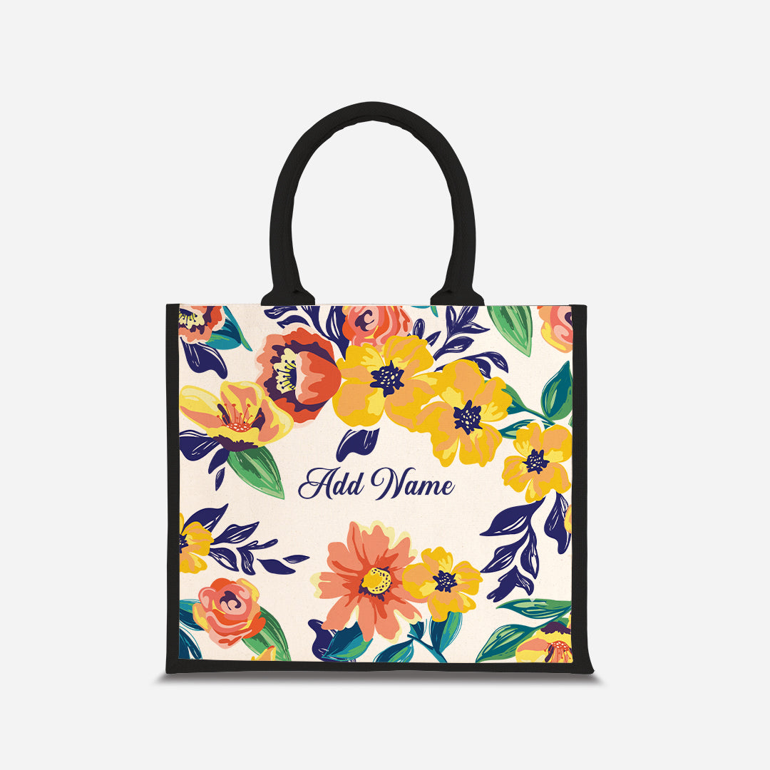 Deborah Series Half Lining Jute Bag - Teal Black