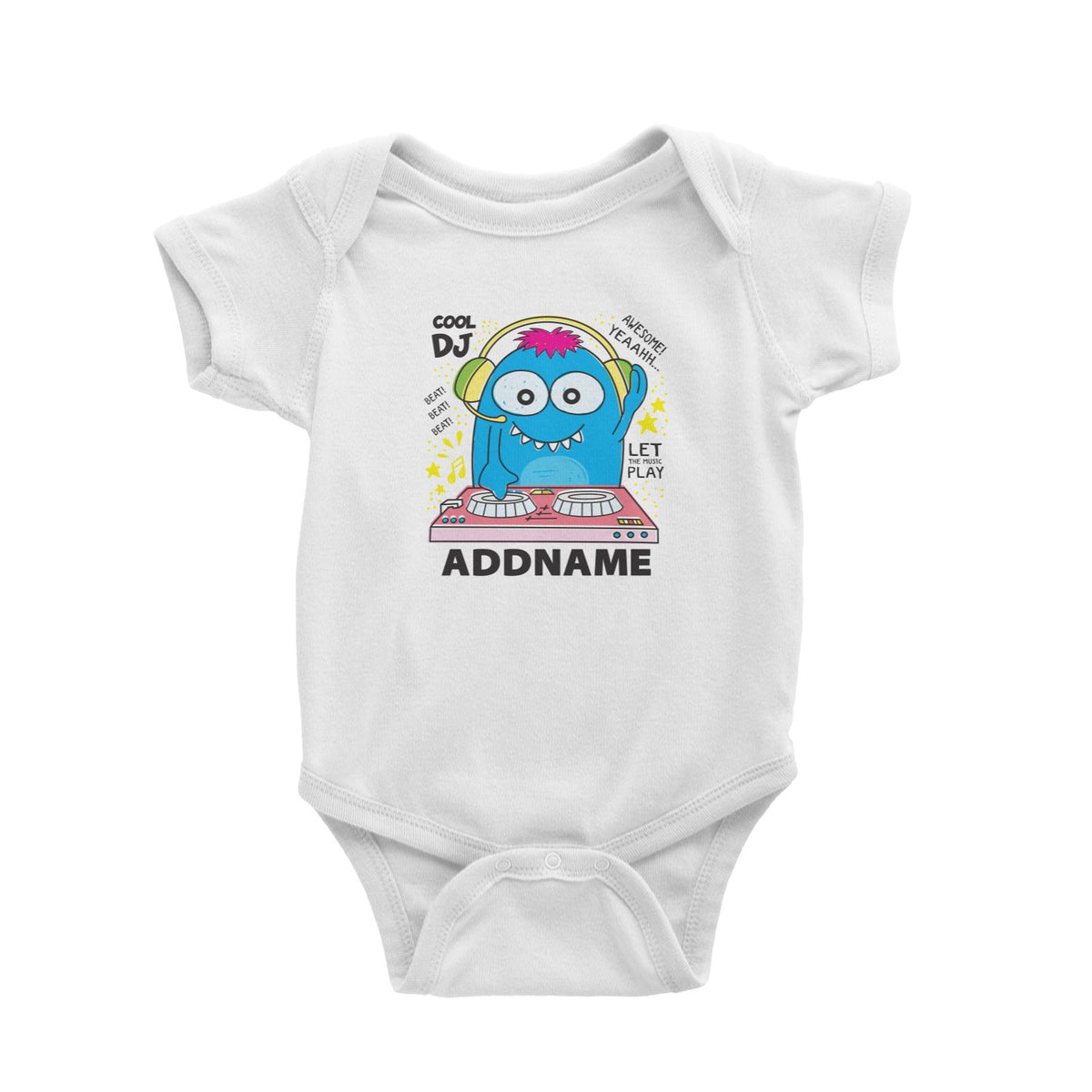 Cool Cute Monster Cool DJ Monster Addname Baby Romper