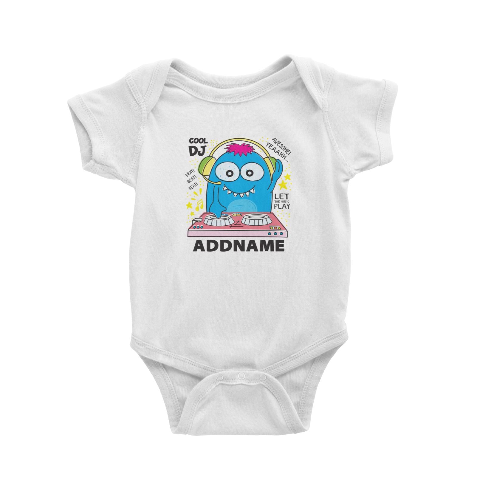 Cool Cute Monster Cool DJ Monster Addname Baby Romper