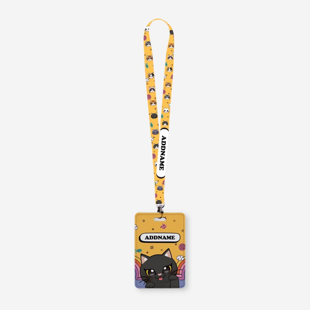 Paw Print Series Lanyard with Cardholder - Black Cat