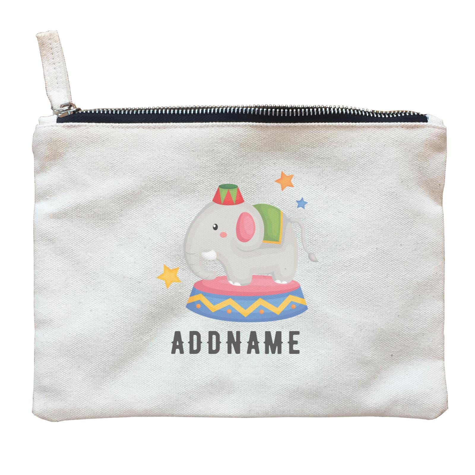 Birthday Circus Elephant Performance Addname Zipper Pouch