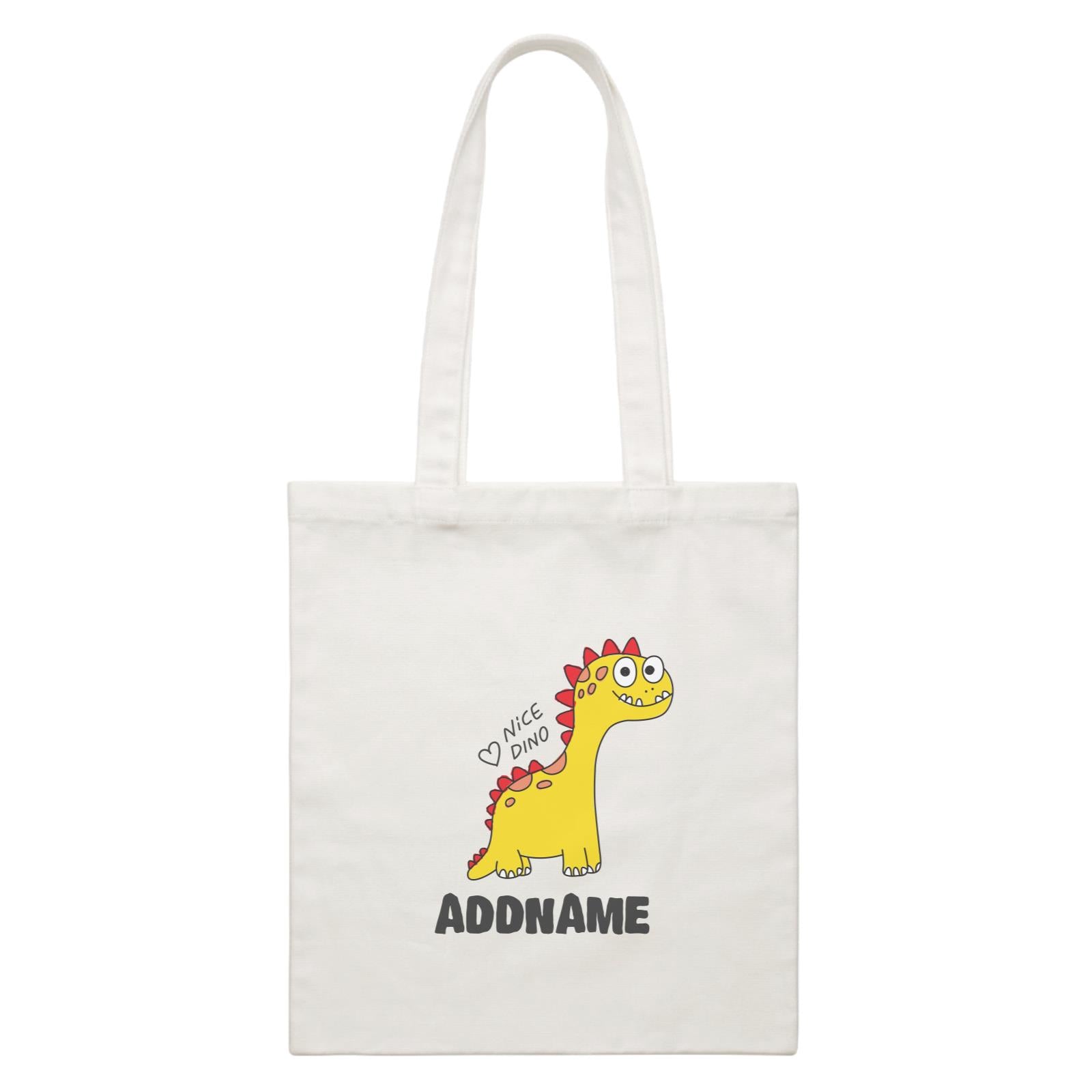 Super Cute Dinosaur Nice Dino White Canvas Bag