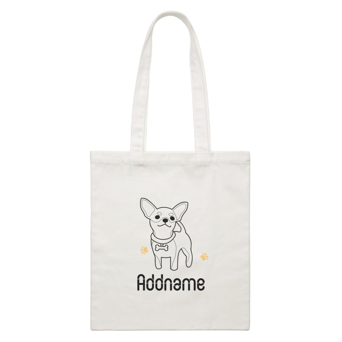 Coloring Outline Cute Hand Drawn Animals Dogs Chihuahua Addname White White Canvas Bag