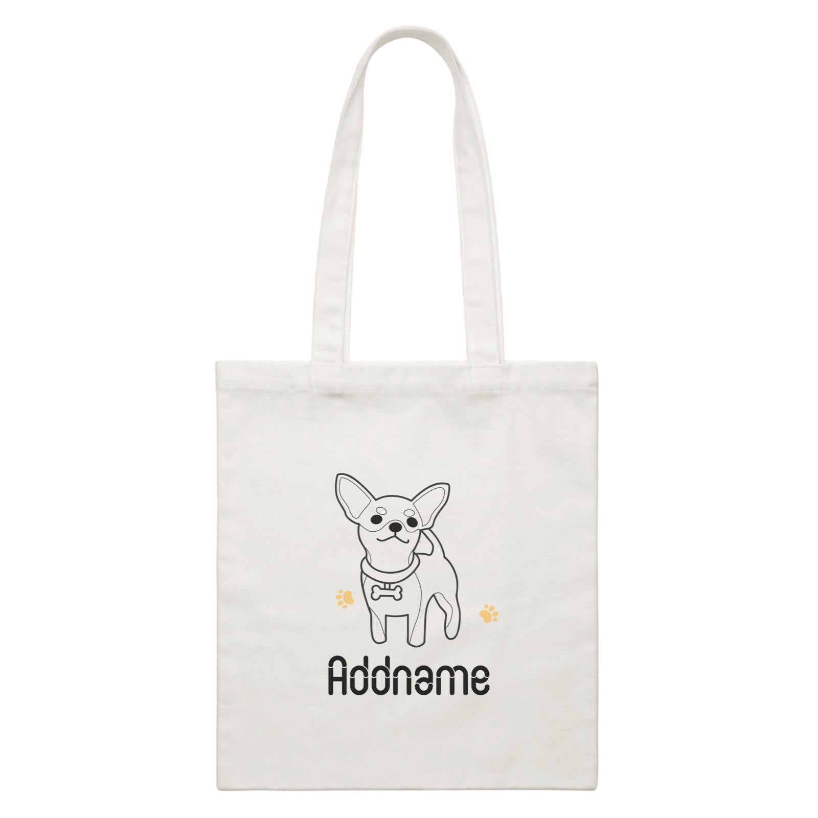 Coloring Outline Cute Hand Drawn Animals Dogs Chihuahua Addname White White Canvas Bag
