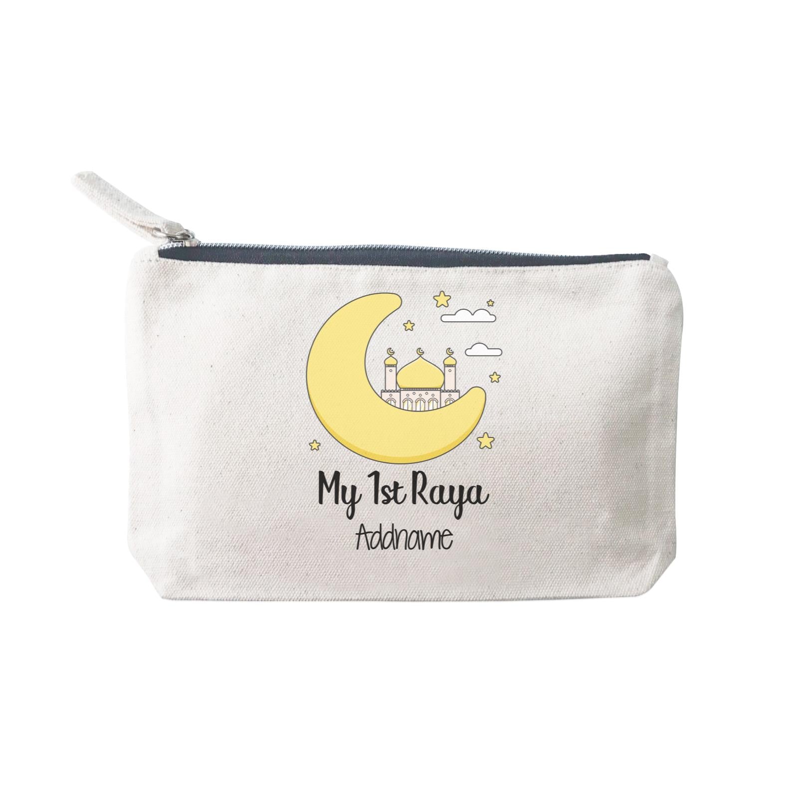 Raya Cute Mosque Cartoon Moon My 1st Raya Addname Mini Accessories Stationery Pouch 2