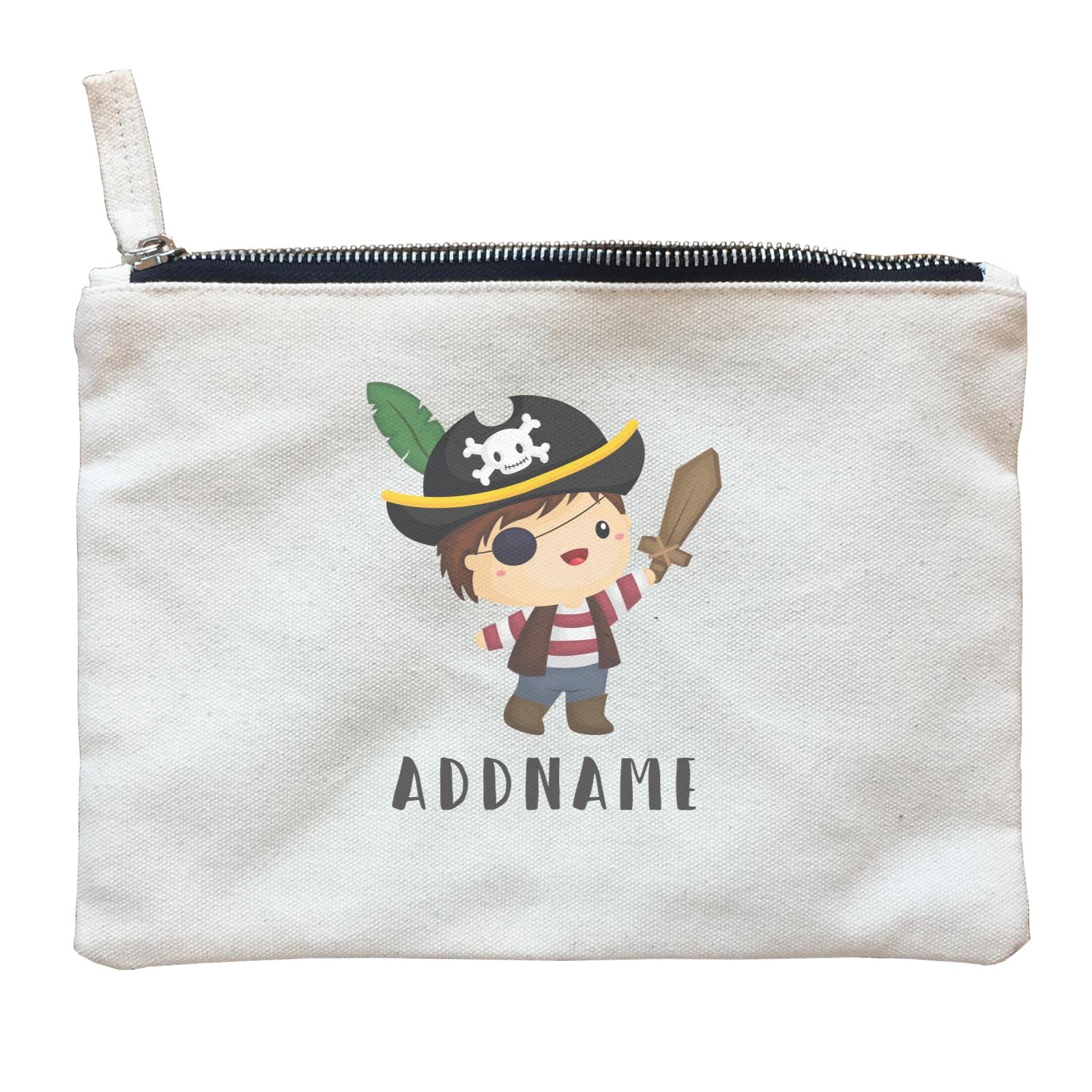 Birthday Pirate Captain Boy Playing Wodden Sword Addname Zipper Pouch