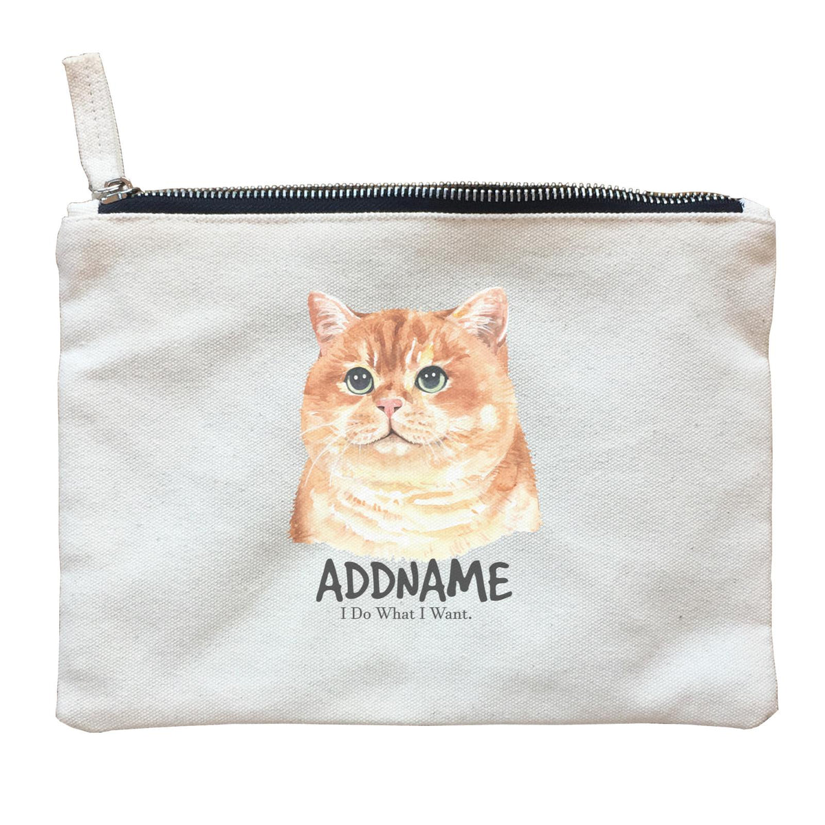 Watercolor Cat Fat Cat I Do What I Want Addname Zipper Pouch