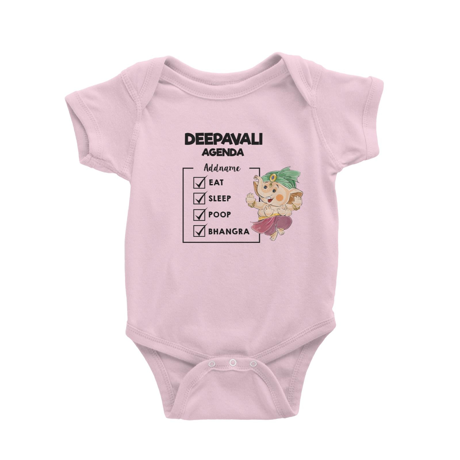 Cute Ganesha Dancing Bhangra Addname Deepavali Agenda Baby Romper