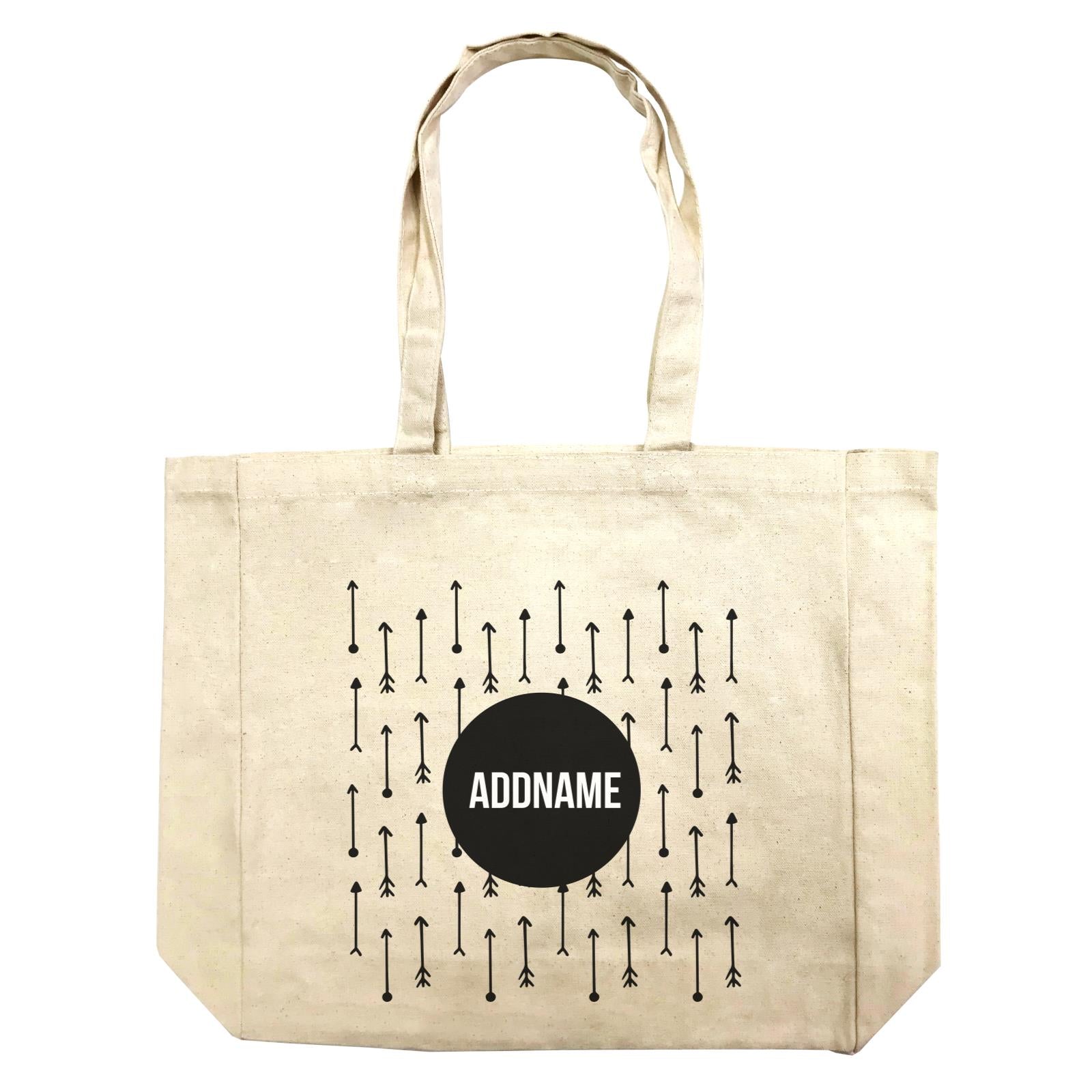 Monochrome Black Circle with Arrows Addname Shopping Bag