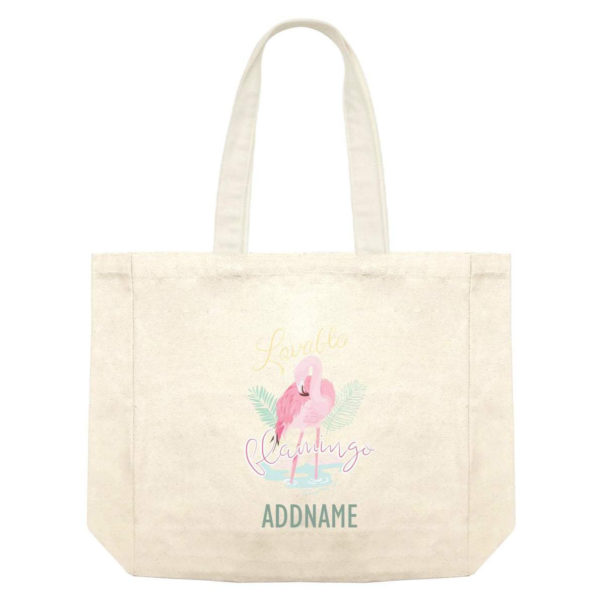 Summer Tropical Plants Pink Flamingo Loveable With Addname Shopping Bag