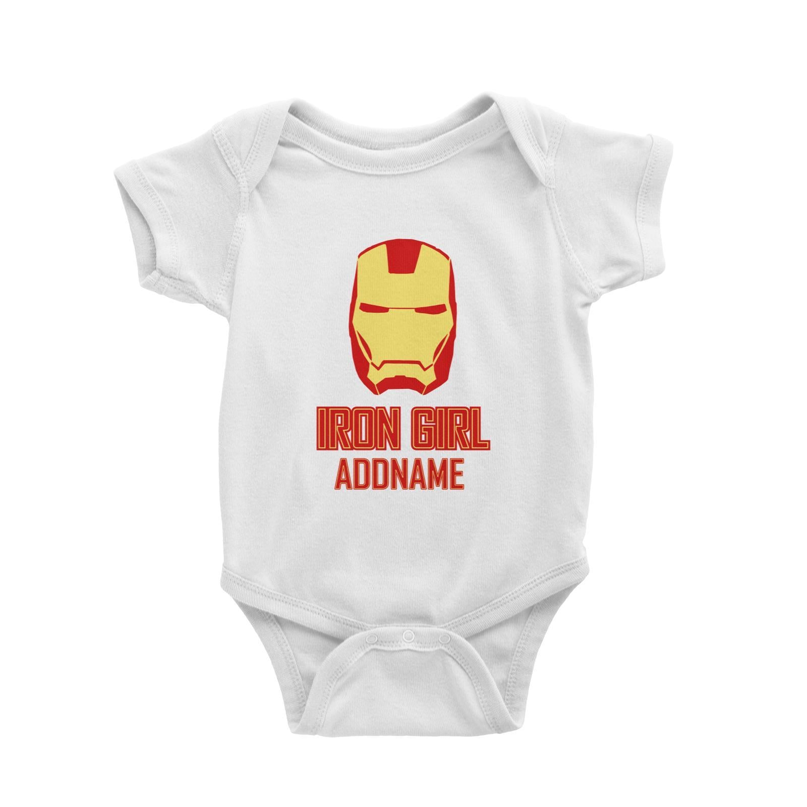 Superhero Iron Girl Addname Baby Romper  Matching Family Personalizable Designs