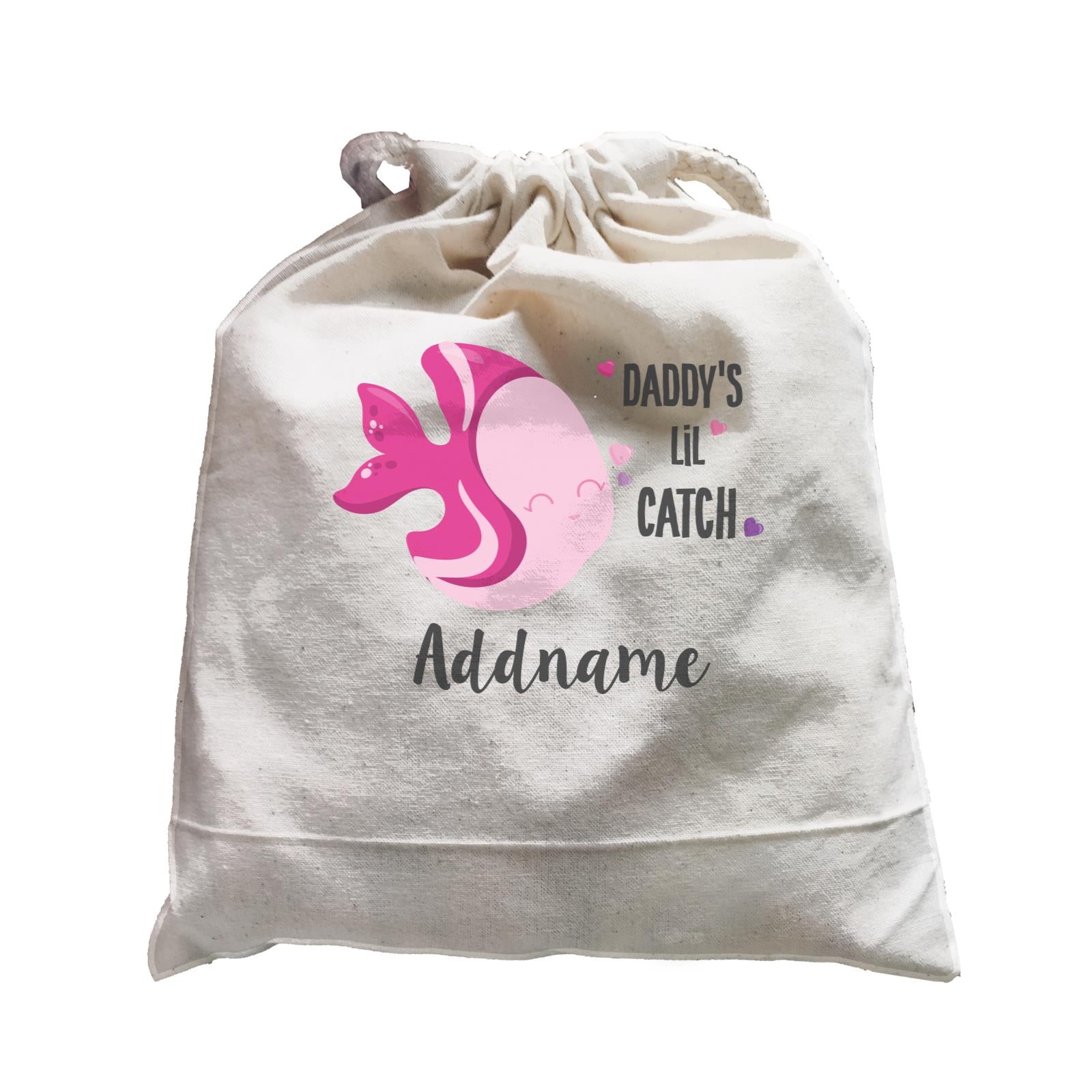 Cute Sea Animals Pink Fish Daddy's Lil Catch Addname Satchel
