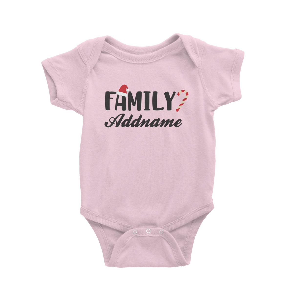 Christmas Series Family Addname with Santa Hat and Candy Cane Baby Romper