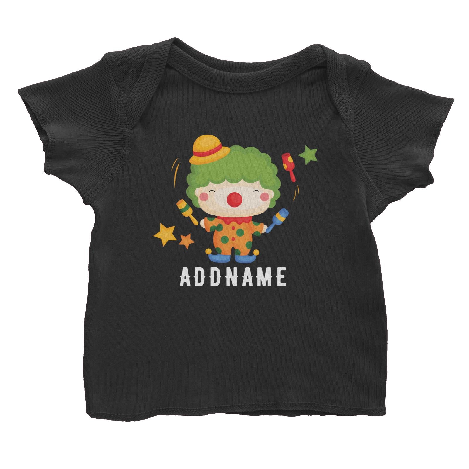 Birthday Circus Happy Clown Juggling Addname Baby T-Shirt