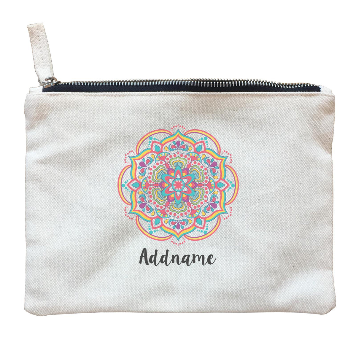 Deepavali Colourful Floral Mandala Addname Zipper Pouch