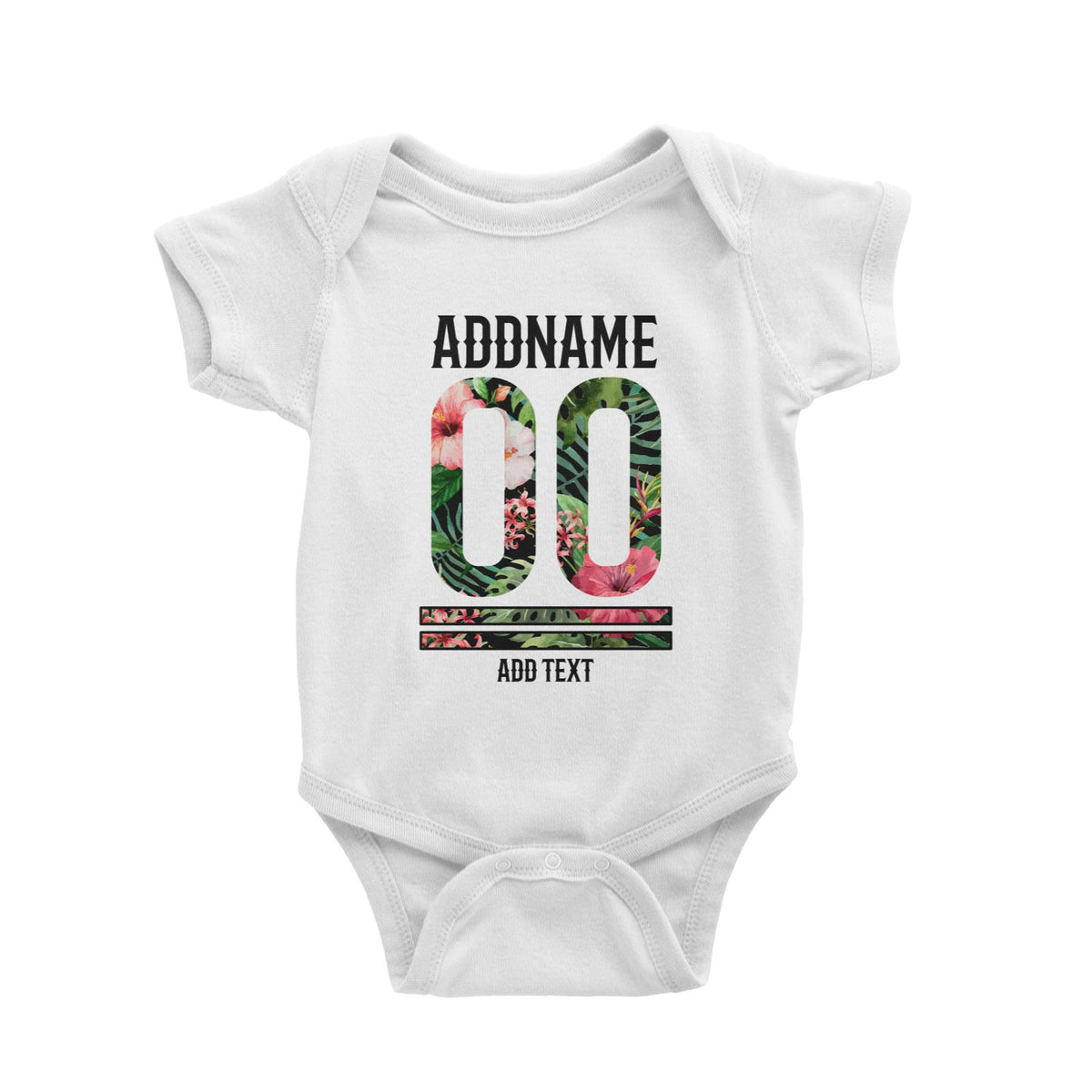 Tropical Leaves With Bunga Raya Personalizable with Name Number and Text Baby Romper