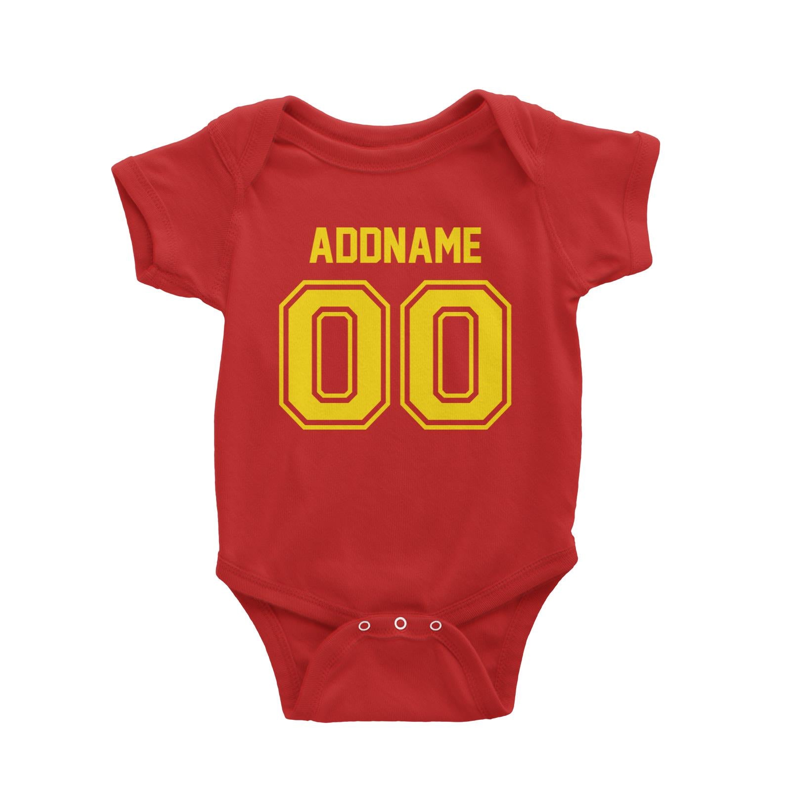 Jersey Yellow Font With Name and Number Baby Romper