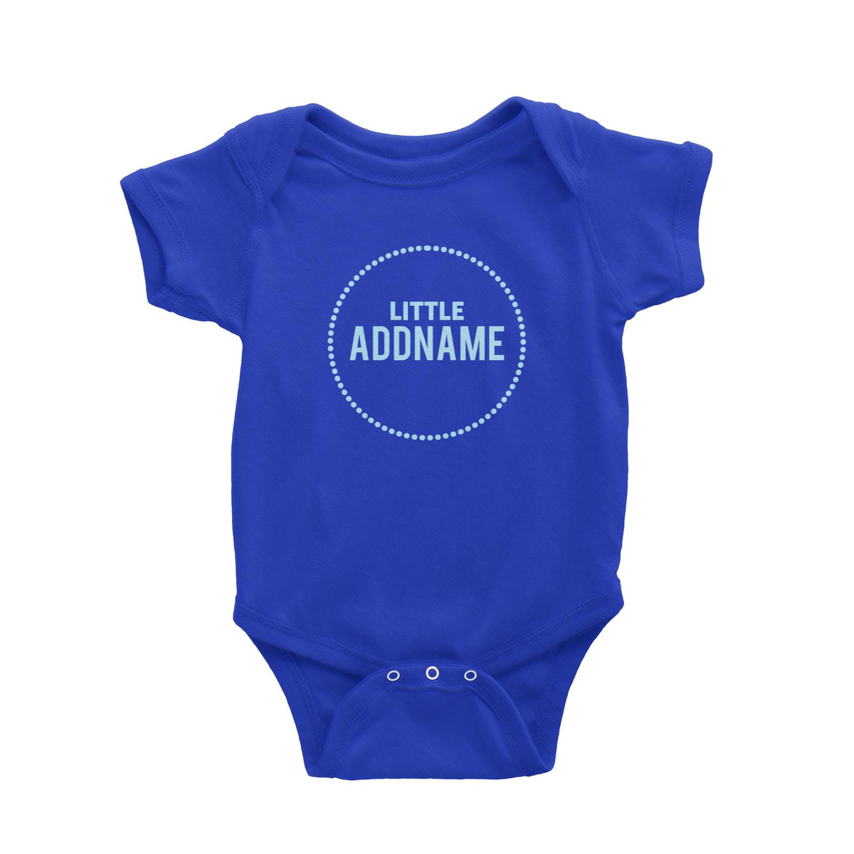 Little Addname in Blue Dotted Circle Baby Romper