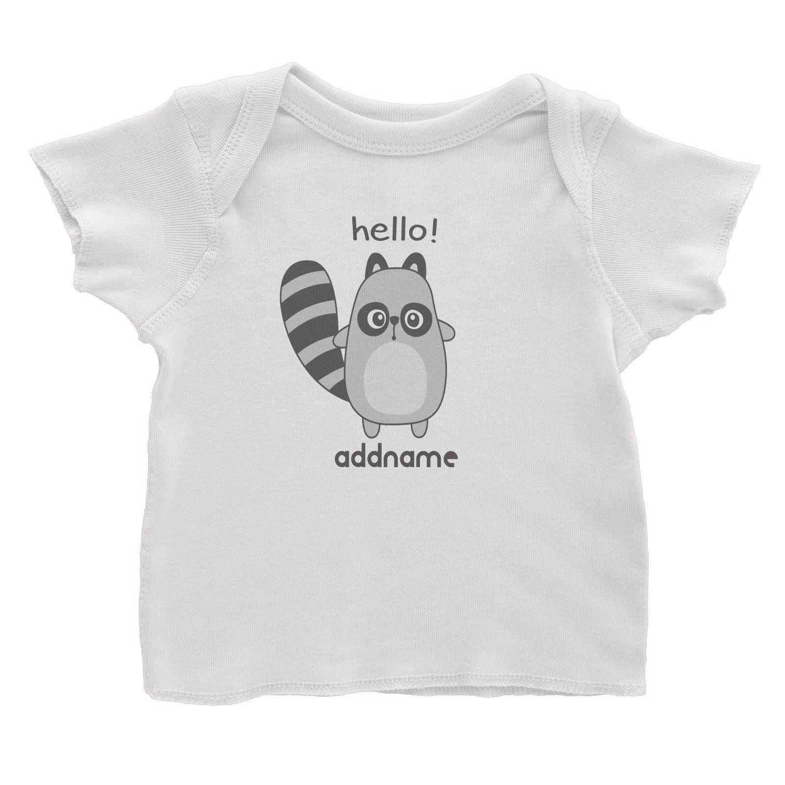 Cool Cute Animals Racoon Hello Addname Baby T-Shirt