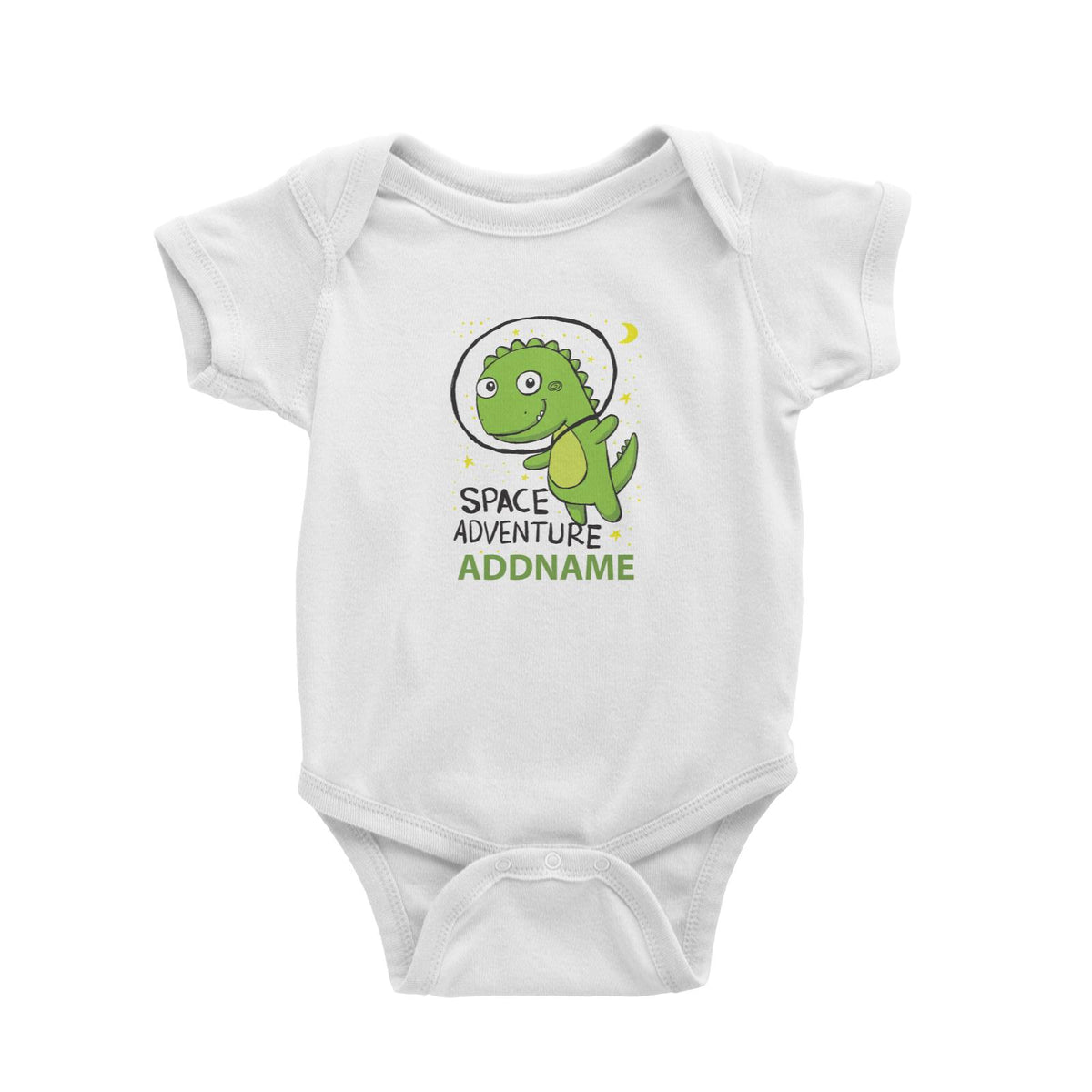 Cool Cute Dinosaur Space Adventure Addname Baby Romper