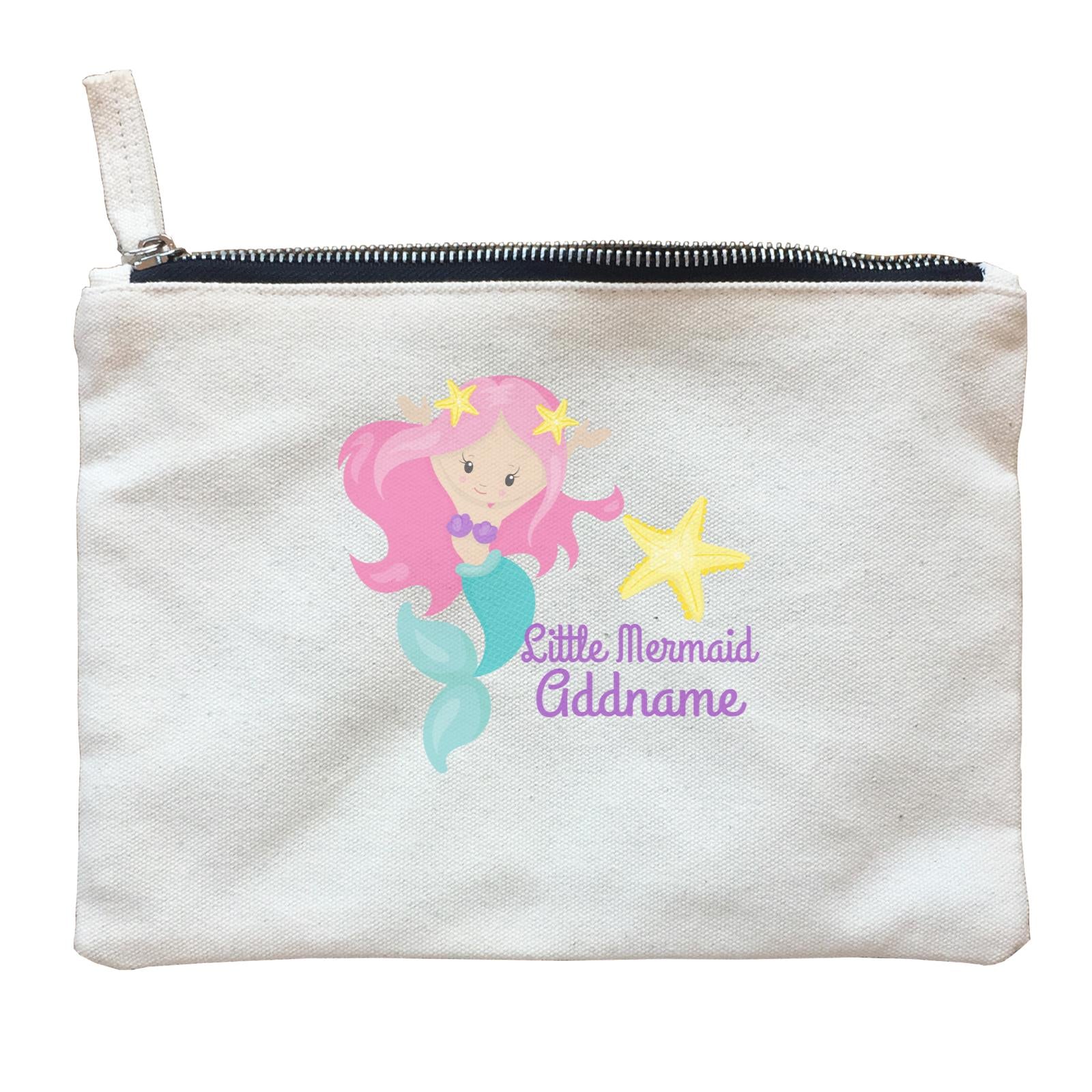 Little Mermaid Celebrating with Starfish Addname Zipper Pouch