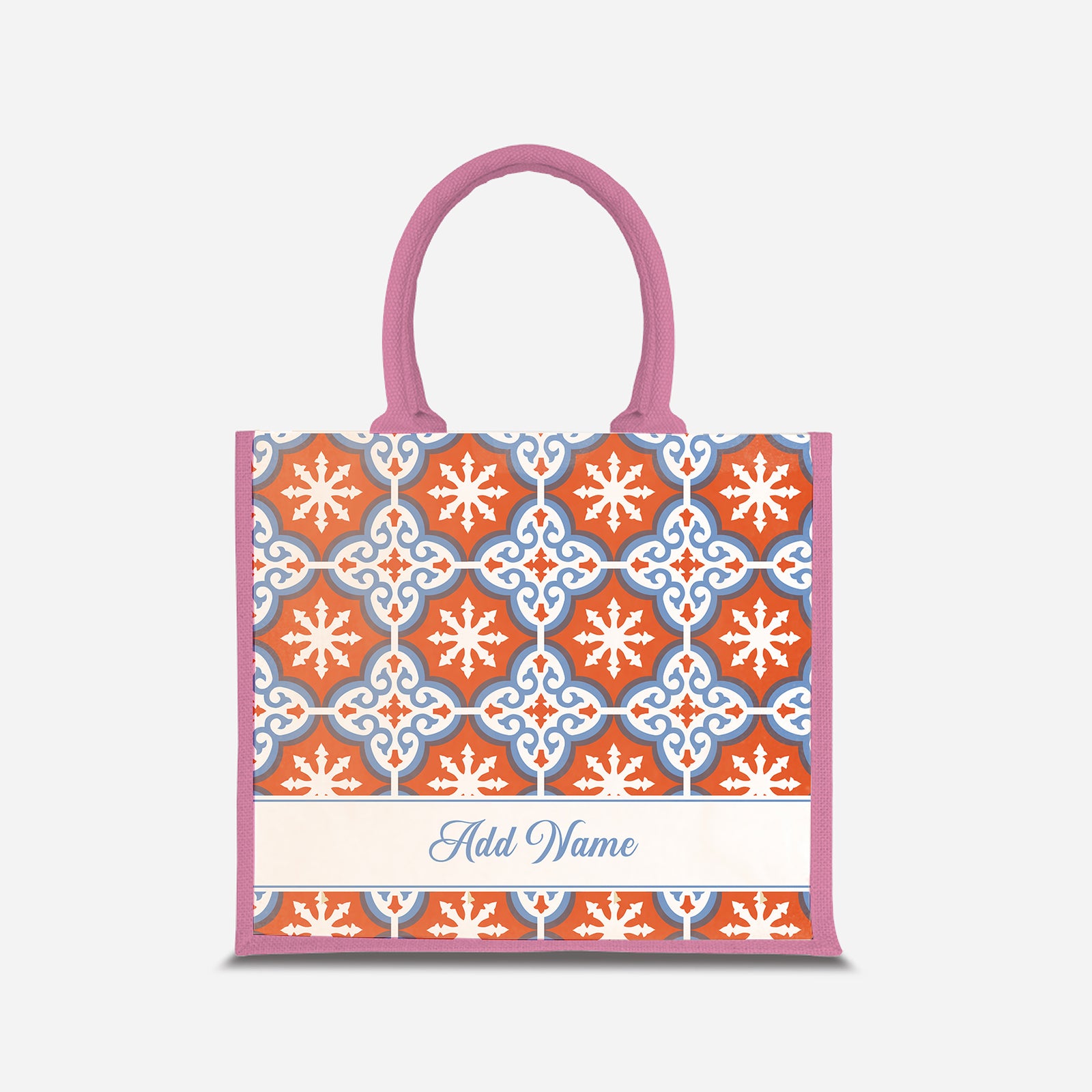 Moroccan Series Half Lining Jute Bag - Cherqi Light Pink